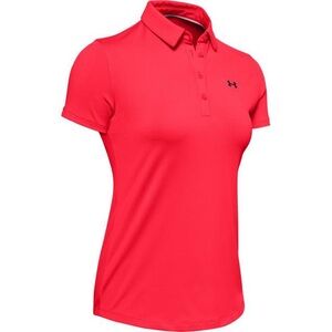 Under armour HeatGear Red Fitted Polo Shirt with Button Down, women's size large